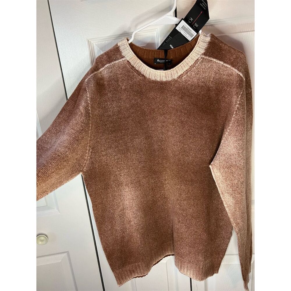 Arovescio Men's XL Brown Pullover Knit Sweater Seamless Italy Reversible